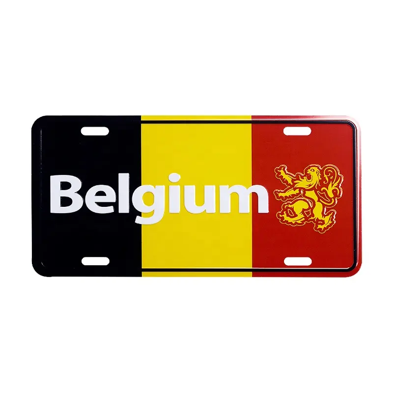 Benutzer definierte Logo geprägt Belgien Souvenir Metall Aluminium dekorative Auto Nummern schilder