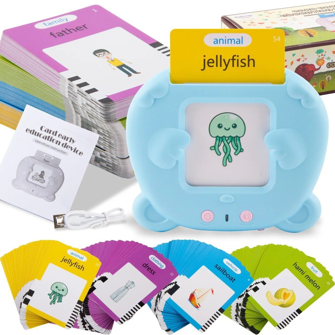 Bear Baby112 Cartes 224 Mots Anglais Pur (Bleu)