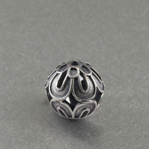Cadena de cuentas redondas de flor pequeña hueca antigua de plata pura S925, cuerda tejida a mano, cadena de cuentas, accesorios de joyería DIY - Product Image 3