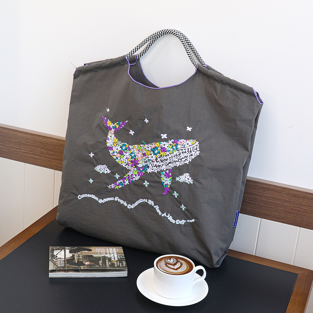 Dark gray-flower whale-without shoulder strap-large size