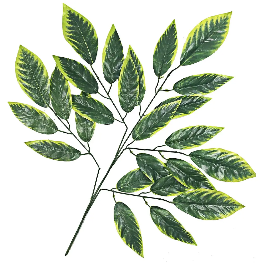 Wholesale Dozen Lifelike Artificial Green Leaves For Decoration Artificial Big Mango Leaves for Home Decoration