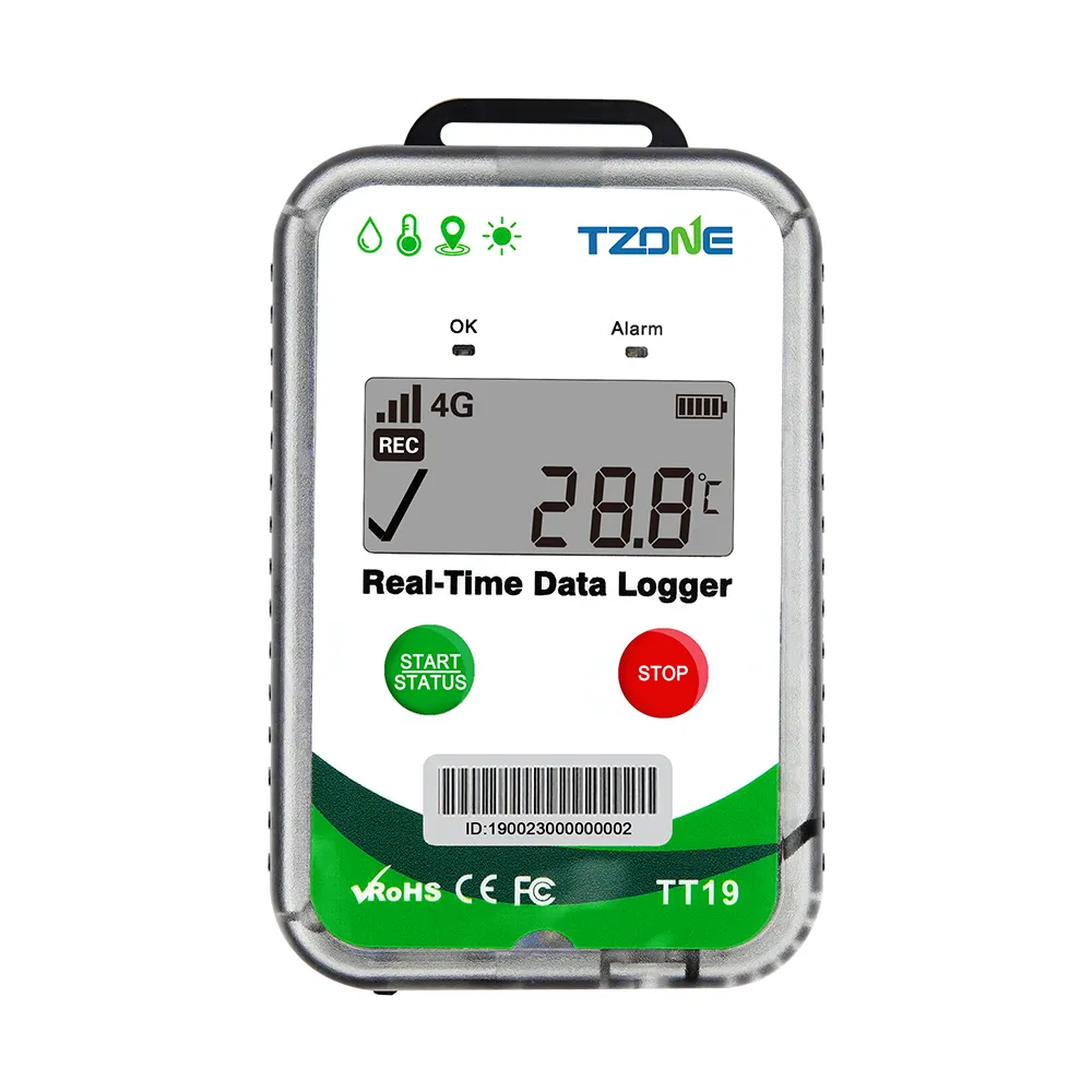Tzone TT19 4G/5G gerçek zamanlı sıcaklık/nem/ışık/şok/konum toptan fiyat gps araç takip cihazı sim kart ile