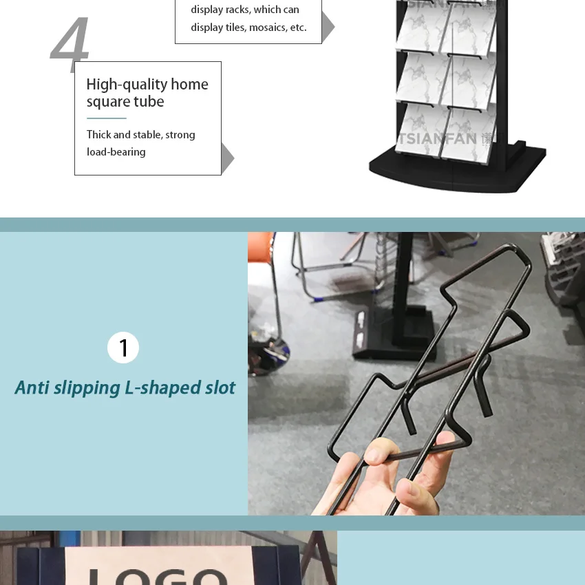 New Design Floor Stand Rack Ceramic Granite Quartz Exhibition Marble  Sample Stand Tower Type Metal Tile Stone Displays