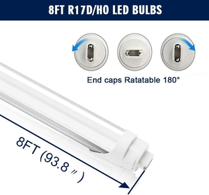 Jejer17d HO 8FT LED ışık ampuller tüpler 45W ~ 110w eşdeğer döndür Frosted buzlu kapak T8/T10/T12 çift uçlu güç 2.4 metre - Product Image 2