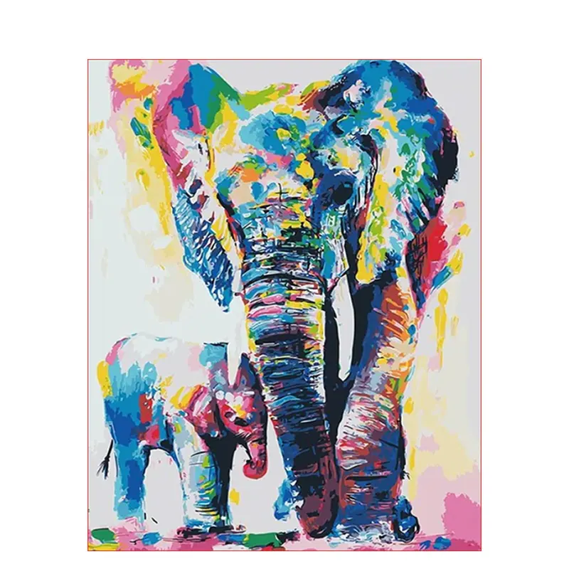 Elefante pintura acrílica por números decoración del hogar pared arte pintura digital pintura al óleo