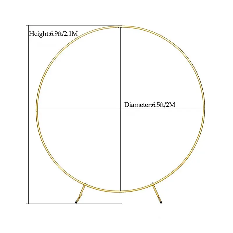 Fancy Round Circle Gold Metal Frame Wedding Backdrop Balloons Party Decorations Arch Background Stand Event Decor