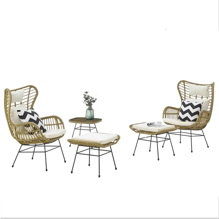 Nuovo design vimini rattan 5 pezzi divano letto sun lounge chair giardino patio mobili da esterno