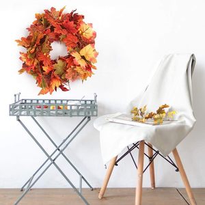 Wholesale Thanksgiving Rattan Orange Maple <strong>String</strong> 5.7Ft Autumn Decorative Orange Maple Leaf Hanging Vine Artificial - Product Image 5