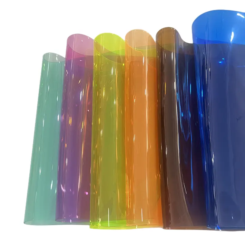Tela de vinilo de película de PVC transparente para bolso de plástico, bolsa de cosméticos, artesanías de regalo