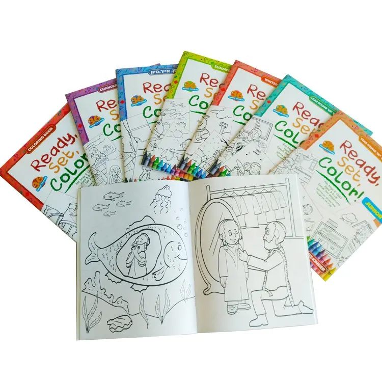 Atacado personalizado a4 educação crianças colorir desenho livros impressão para crianças com caneta de água e crayon