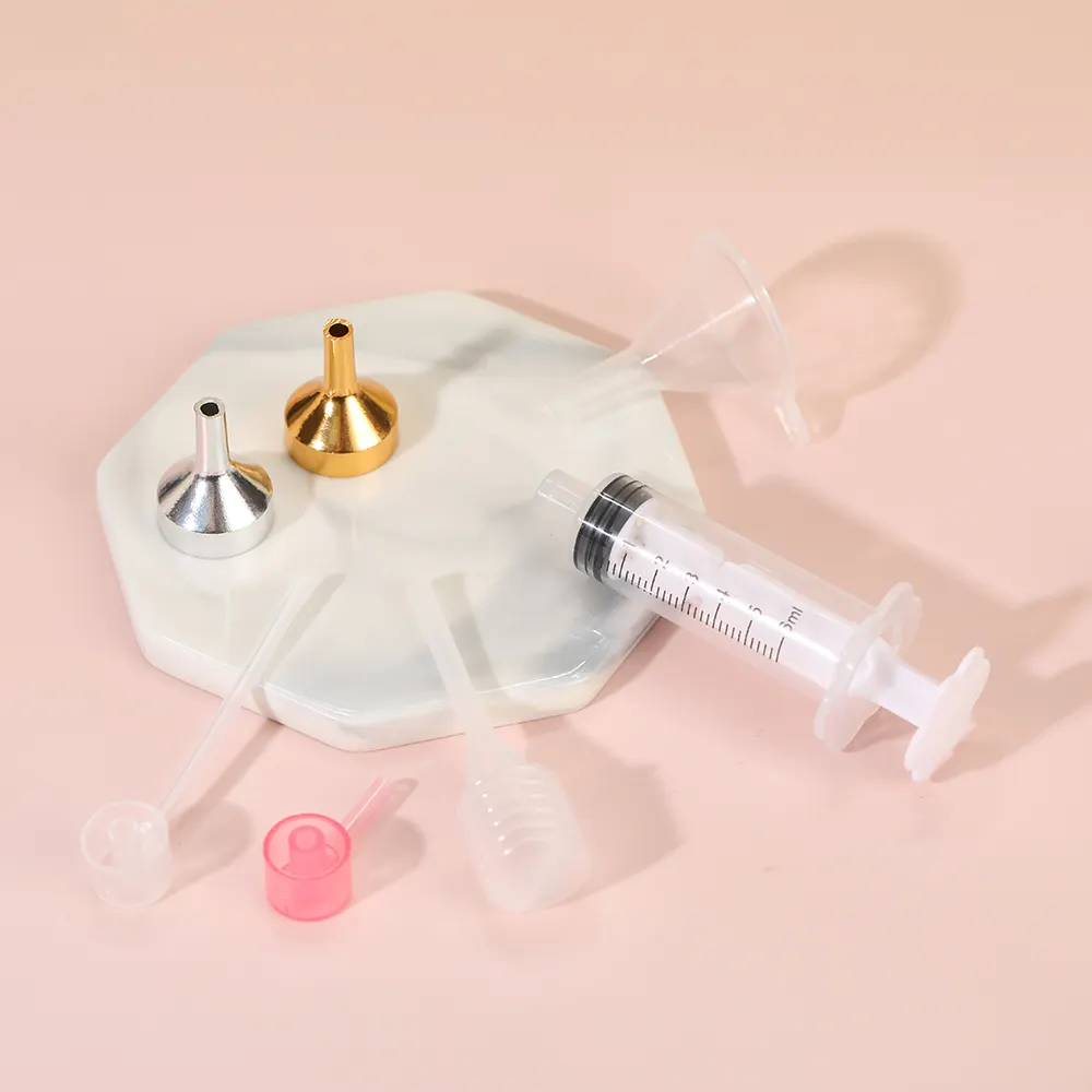 Minyak esensial Parfum Transfer adaptor Dispenser kaca badan plastik Syringe untuk dekanting Refilling wig Serum kosmetik-Parfum