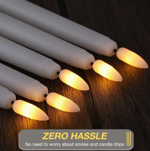 เทียน LED เรียวไร้ตําหนิพลาสติกพร้อมรีโมทคอนโทรลแบตเตอรี่ดําเนินการไฟเทียน LED ไร้ตําหนิสําหรับตกแต่งโต๊ะงานแต่งงาน - Product Image 5