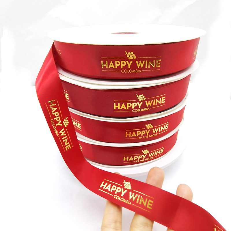 定制金箔印花礼品聚酯缎带带您自己的标志个性化礼品丝带 - Product Image 3
