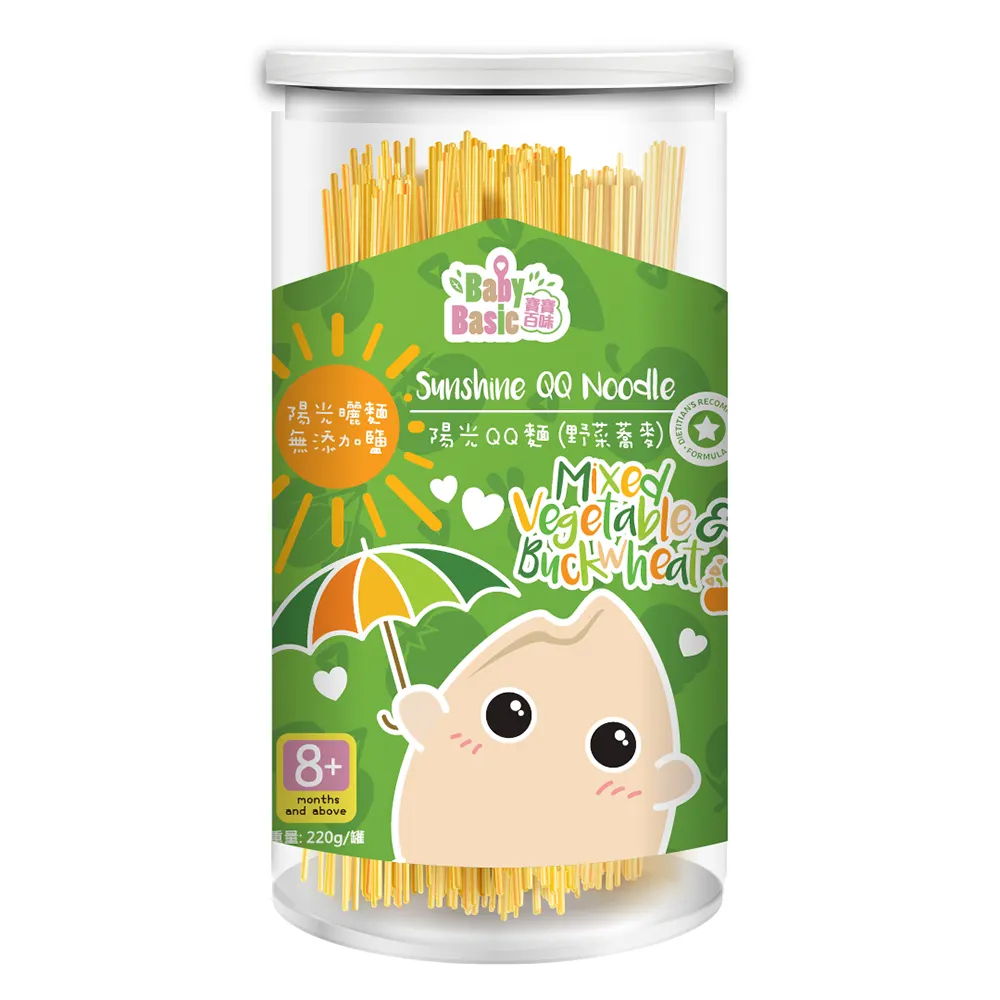 Bambino di base facile conservazione facile da cucinare Noodle Taiwan 8M + verdure miste e grano saraceno per bambini svezzamento pronto per la spedizione ad alto contenuto di Fiber