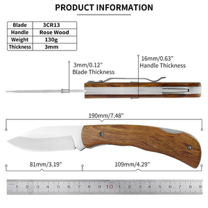 Brazil Chất lượng cao lưỡi thép không gỉ gỗ xử lý có thể gập lại Survival faca de bolso cắm trại canivete dao cho tùy chỉnh - Product Image 2