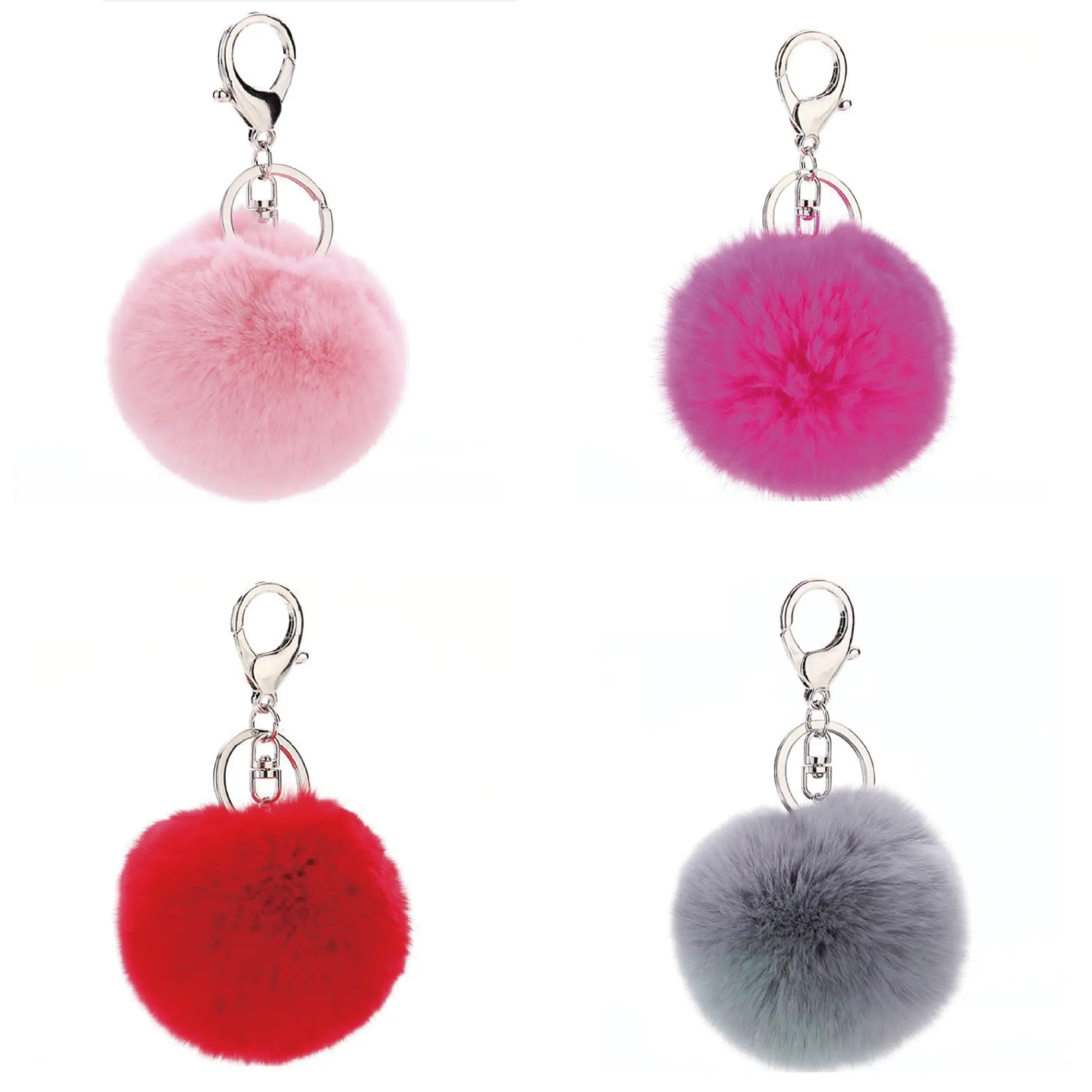 Fournisseurs Porte-clés design gratuit multicolore personnalisé pour femmes et filles Porte-clés boule bouffée de fourrure Pom Pom