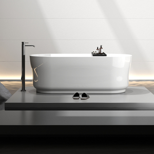 Luxury Bathtub Modern Acrylic FreeStanding Bath Tub <strong>Excellent</strong> Price/Quality Soaking <strong>Function</strong> with Drainer Includes Sanitary Ware