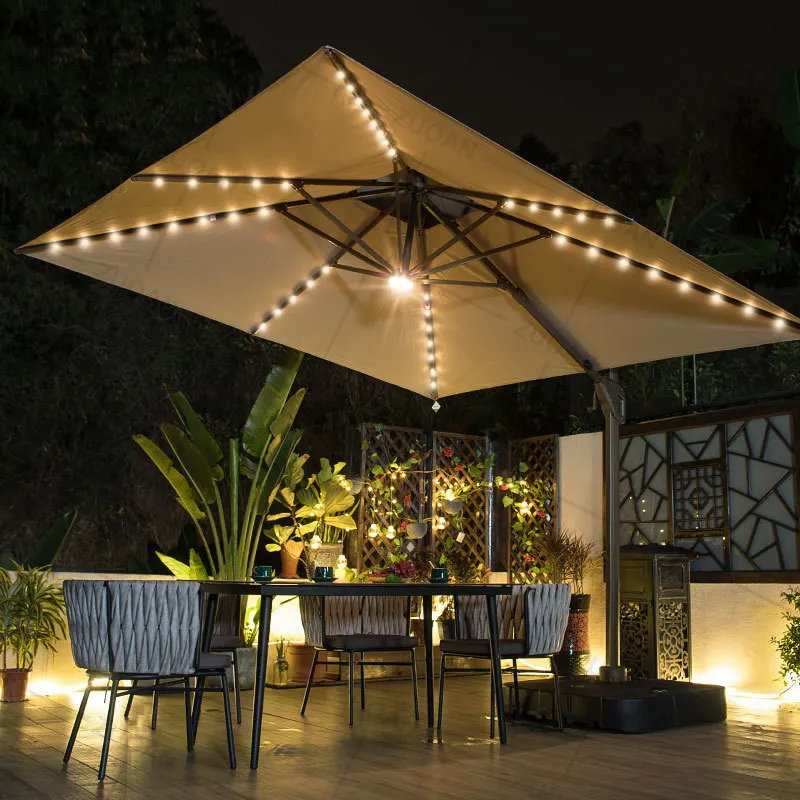 2023 heavy duty outdoor garden parasole parasole ascensore manuale ombrellone solare luci a led