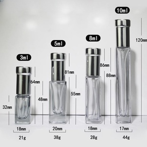 高度な3ml 5ml 10mlガラス香水瓶小型フラットスクエア勾配デザインポンプスプレーシール付き - Product Image 2