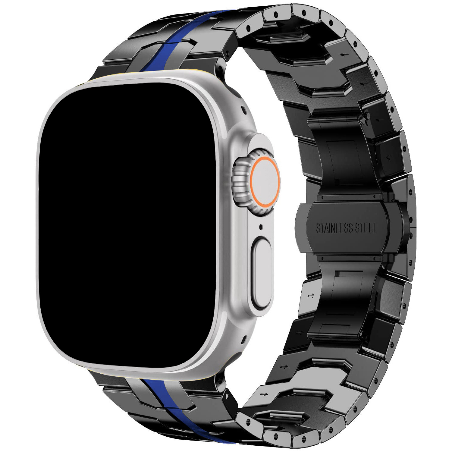 Black and blue (stainless steel/butterfly clasp)