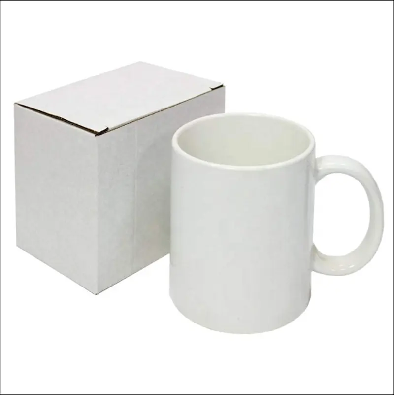 Taza de café blanca de alta calidad, producto en blanco de sublimación, taza de café de cerámica, 11oz, venta al por mayor