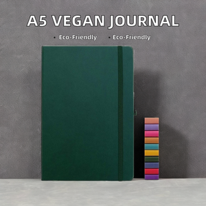 Custom A5 Notebook con fascia elastica Cover in pelle vegana fodera marrone rilegato termico rilegato con diario promozionale e diario - Product Image 3