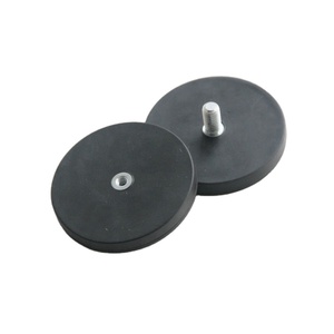 D66mm M6 חוט סיר מגנט ניאודימיום דיסק עגול מגנטים גביע גומי 20kgs למשוך נקבה הברגה עם רפידת סיליקון מצופה גומי