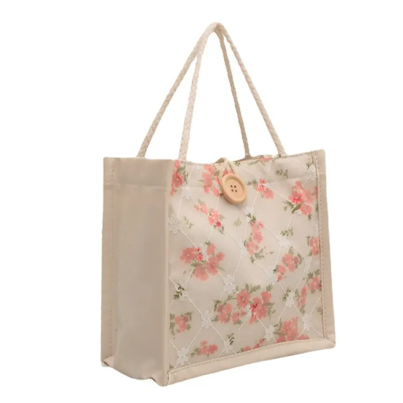 Bolso de mano de lujo para mujer, Mini bolsa de mano de lona, bandolera cruzada de hombro para mujer, bolso de playa con flores, bolsa enfriadora