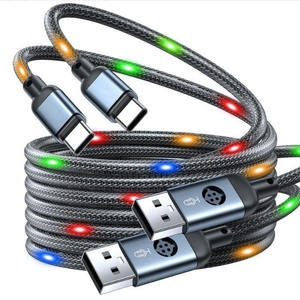 Colorful LED Lighting <strong>USB</strong> Data Cable with Quick Charge &amp; Voice <strong>Control</strong> for iOS Mobile Phones &amp; <strong>Computers</strong> - Product Image 1
