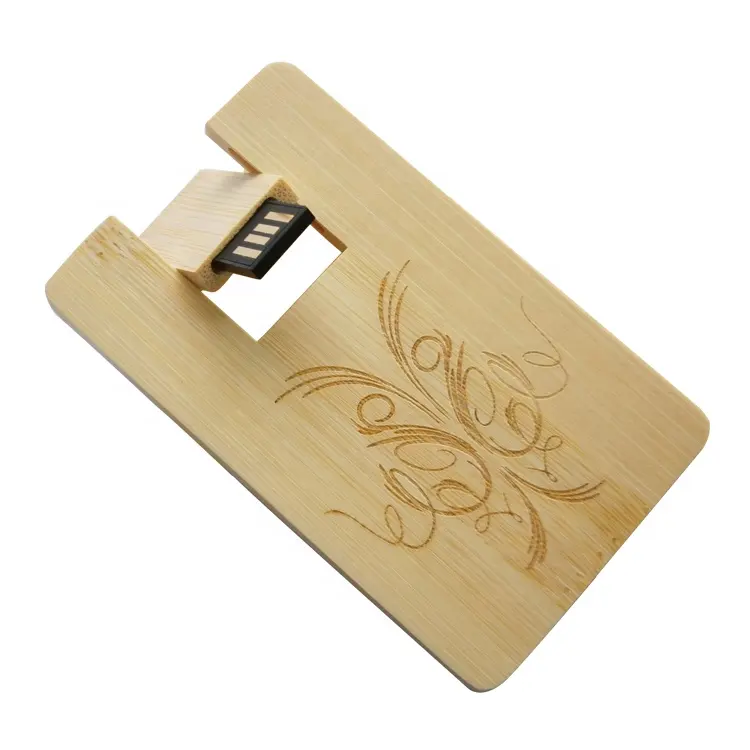 Custom incidere LOGO laser legno USB carta di credito usb flash disk USB Memory Stick 2.0 USB Flash pen Drive legno biglietto da visita in legno