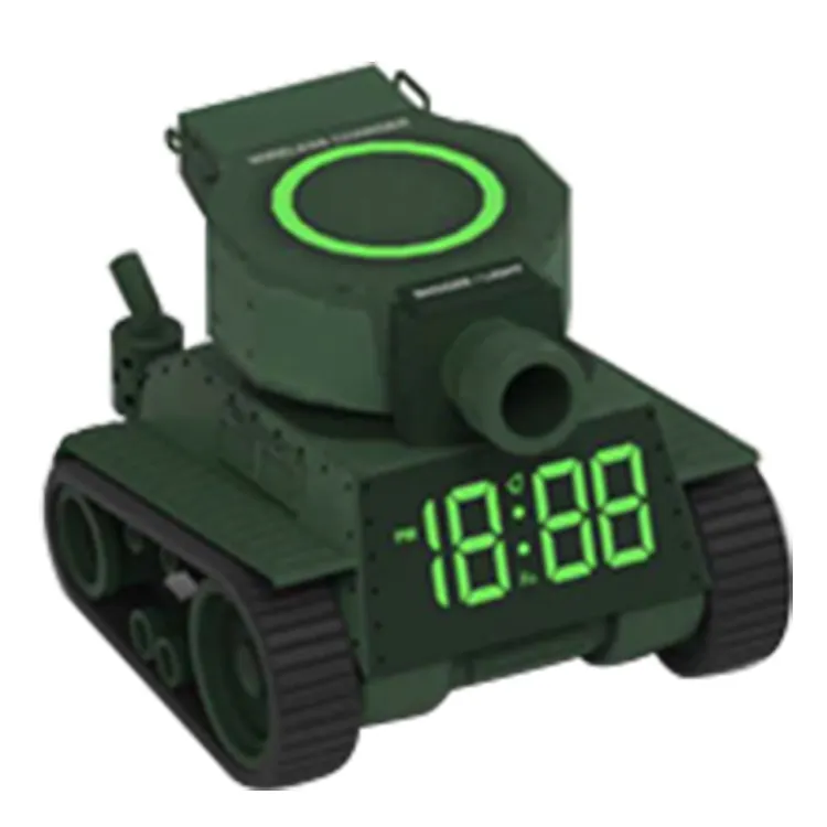 Hot Sale Blue Truck Unique Model Lcd Digital Clock Wireless Charging Clock Children Lego Military Tanks