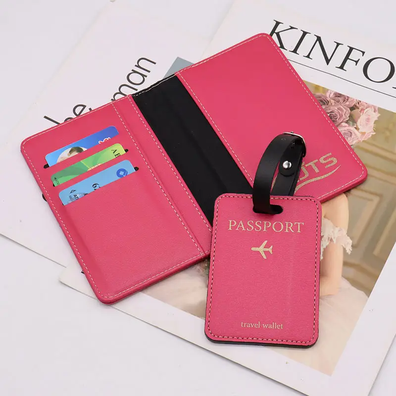 Travel Passport Cover And Luggage Tag Set Card Holder Wholesale Leather Passport Holder