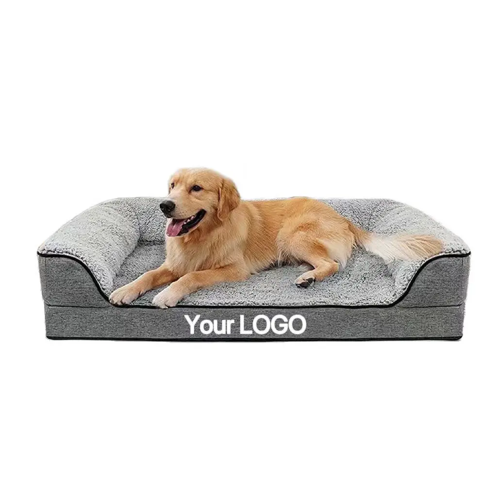 Kasur anjing ortopedi Guling sofa untuk anjing besar, alas anjing tidak licin dapat dilepas dapat dicuci