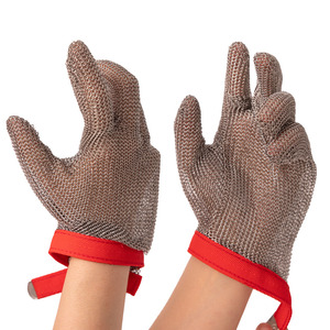 Özel seviye 4 paslanmaz çelik Anti Cut kasap kesim geçirmez Metal tel örgü kesim dayanıklı koruma eldivenler sanayi işleri için - Product Image 1