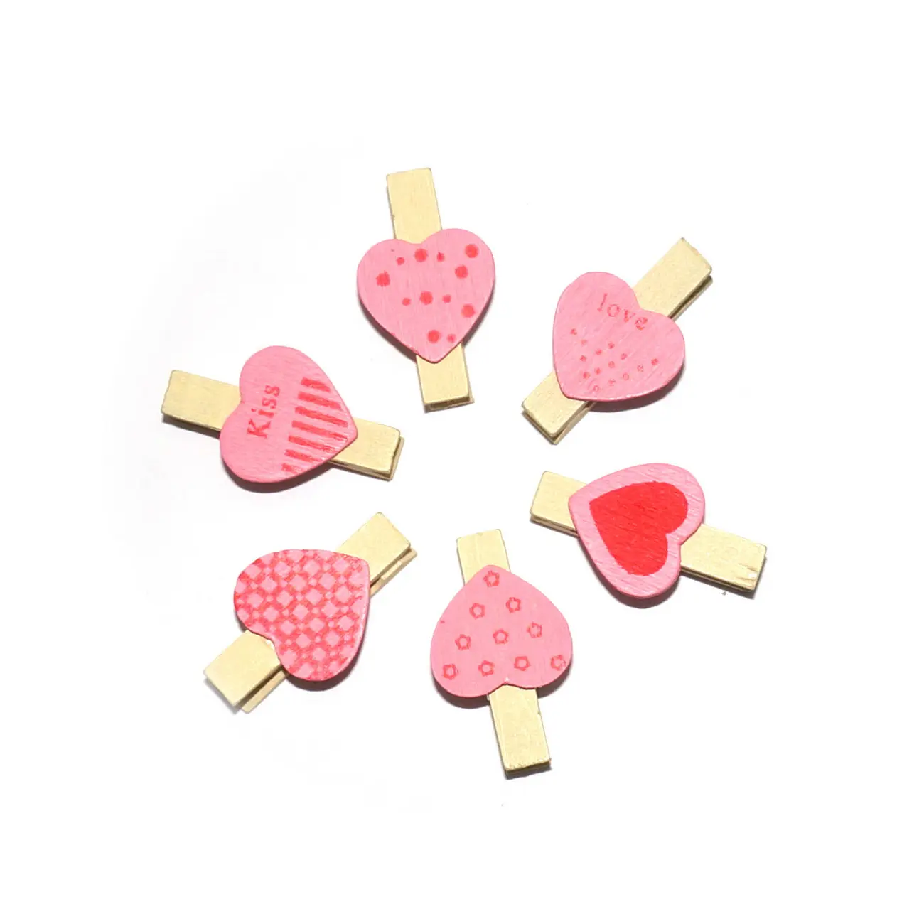 Heart Shape Natural Mini Spring Birch Wooden Clothing Hanging Peg Clothes Pin Wood Clothespin