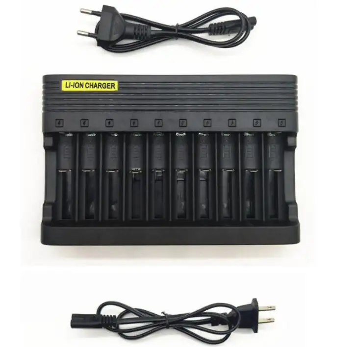 10slots battery charger 18650 US EU Smart charging 26650 14500 26500 22650 26700 Li-ion Rechargeable Battery charger