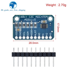 TZT ADS1115 16-Bit-I2C-Modul Präzisions-ADC 4-Kanal-Entwicklungsplatine Pro Gain-Verstärker 2,0 V bis 5,5 V für Arduino RP