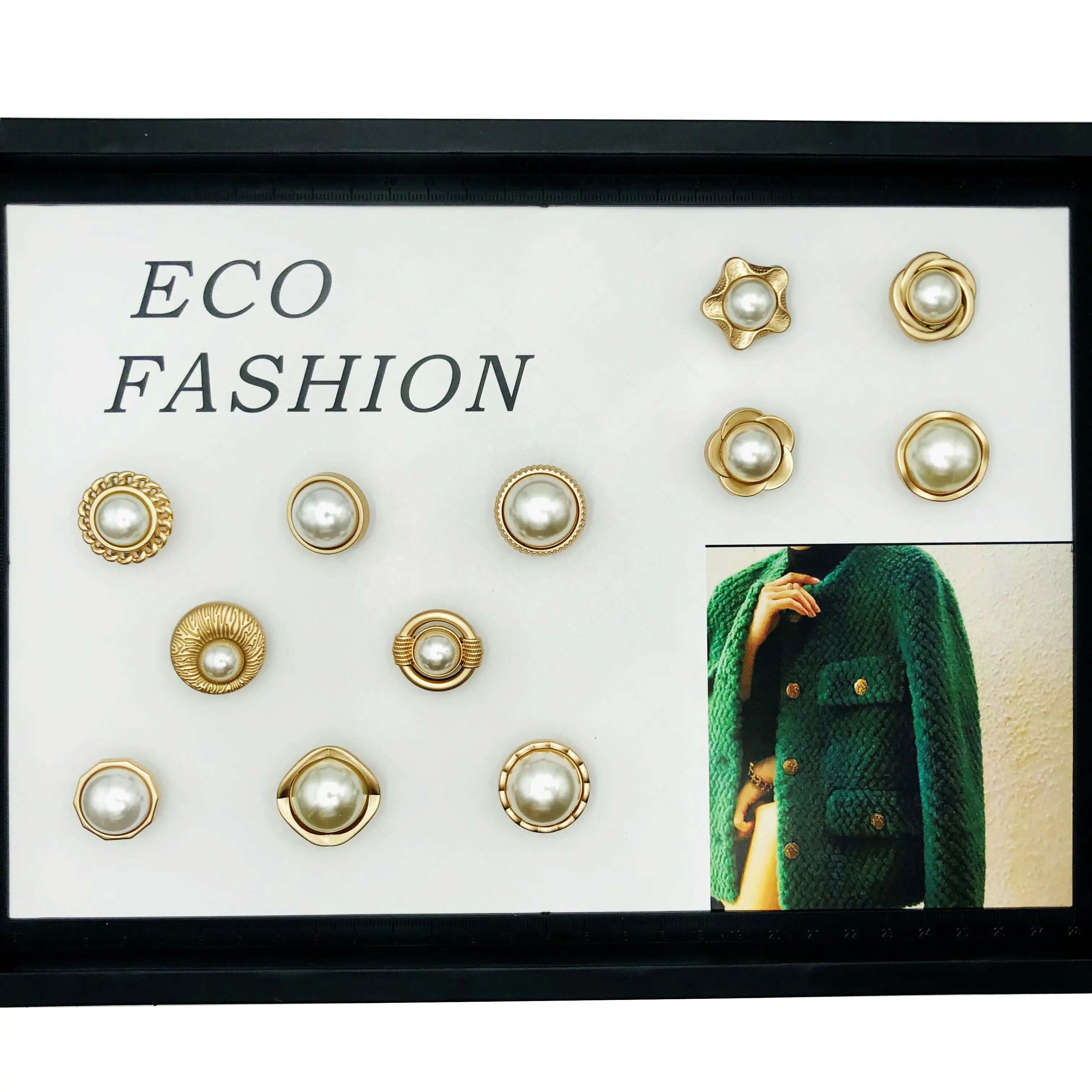 Abrigo de perlas de costura de Metal personalizado, botones de lujo de aleación de Metal, mango dorado, botones de perlas para ropa