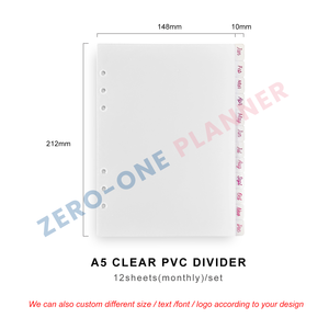 A5 A6 Personal Size PP Monthly Divider with Side Tab 12 Monthly Planner Dashboard Text Print Tab Index Pages clear PVC Divider - Product Image 2