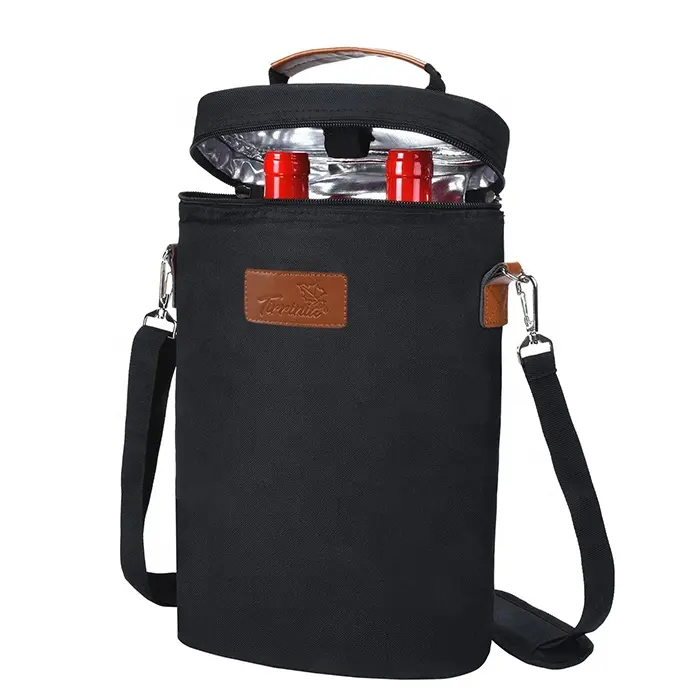 YBN Custom 2 Bottle Wine Tote Carrier Leakproo Insulated Padded Versatile Cooler Bag for Travel