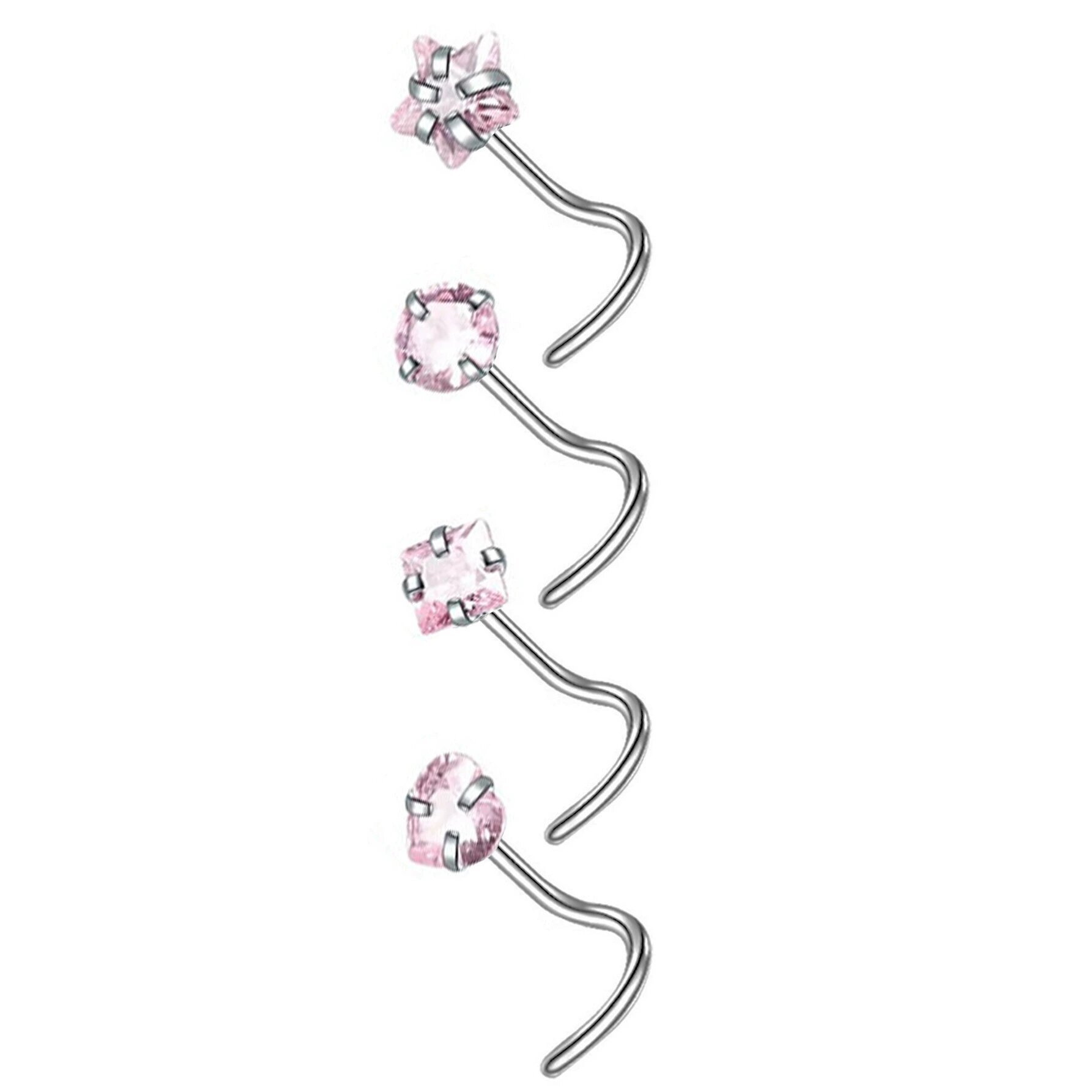 Tige courbée argent-rose