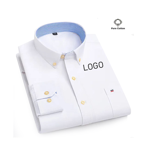 OEM ODM قميص منقوش من القطن الخالص كم طويل الأعمال المضادة للتجاعيد تنفس القمصان الناعمة عارضة - Product Image 1