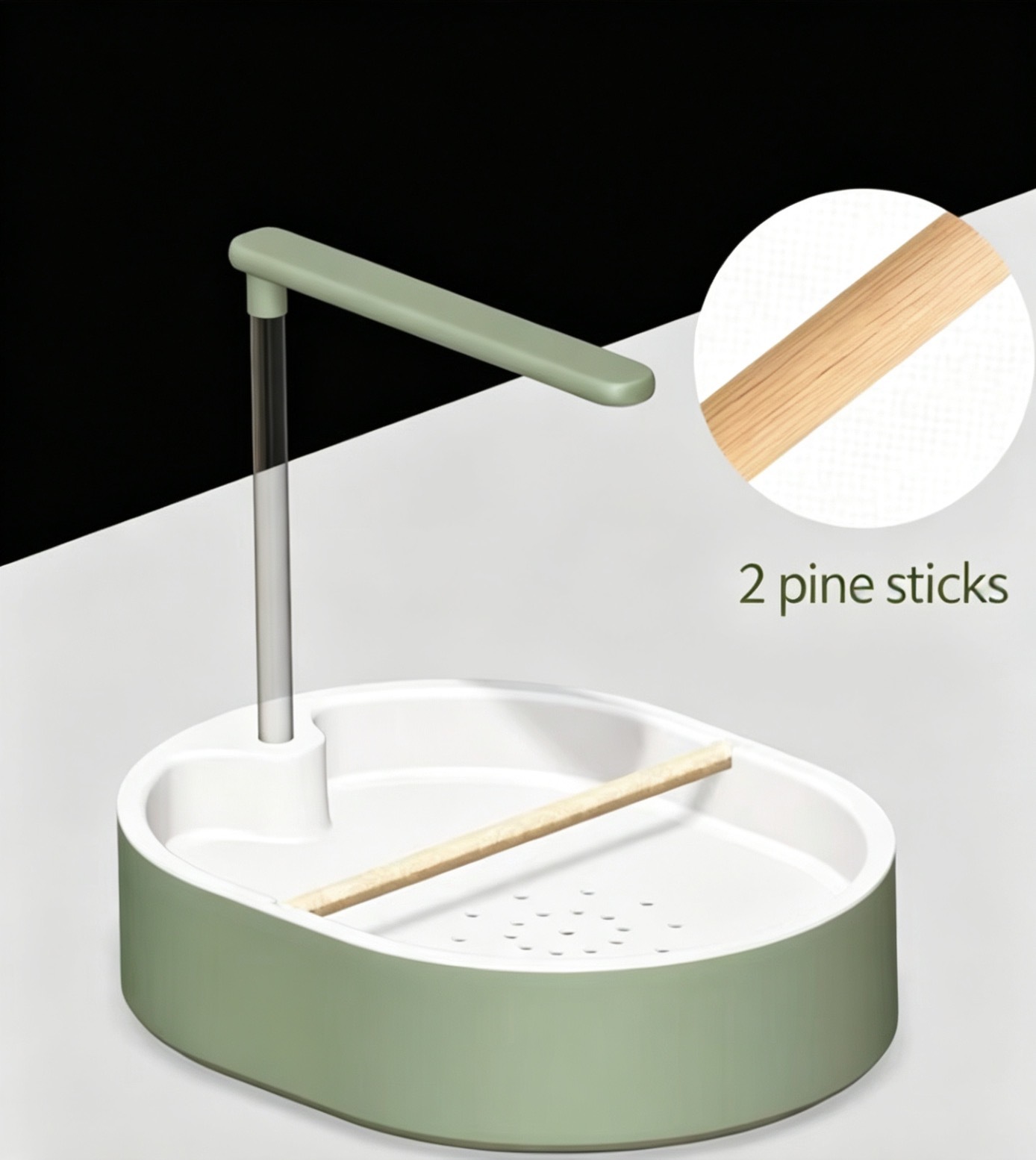 Circolazione irrigatore verde + 2 posatoi in pino (1,1 cm)