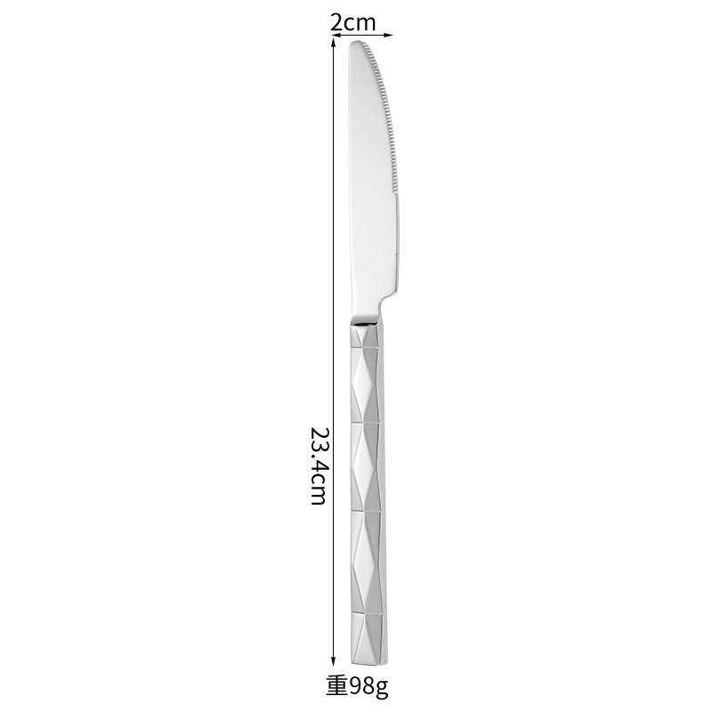 Couteau de table à motif losanges 420 - argent