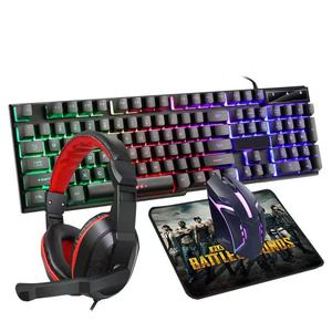 New 4 in 1 Portable Wired Gaming <strong>Keyboard</strong> and <strong>Mouse</strong> Mousepad Headphone 4 in 1 <strong>Combos</strong> LED Light Gaming Set for <strong>Computer</strong> - Product Image 1