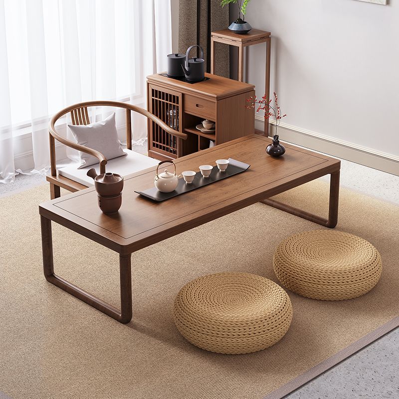 1.2-meter tea table with two low copper coin cushions