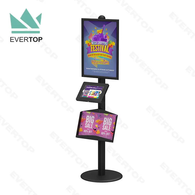 LSF04-C Mall Modular Android Tablet Kiosk Stand antifurto con supporto per Brochure, chiosco per segnaletica Tablet da pavimento per iPad, Android