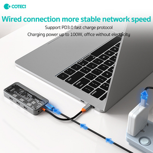 COTECi直销品牌8in1 USB3.0 USB2.0集线器，具有朋克透明设计功能，具有TF SD HDMI RJ45和usb-c 2.0端口 - Product Image 6