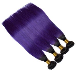 אור שמש Ombre ברזילאי ישר שיער <span class=keywords><strong>Weave</strong></span> חבילות 2 טון 1B סגול ישר שיער טבעי מראש בצבע בתולה שיער טבעי Hairviv