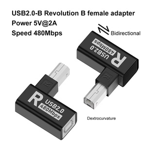 Adaptador de impresora USB 2,0 USB 2,0 macho a hembra 90 grados USB B adaptador de impresora convertidor de enchufe de extensión para Escáner de impresora